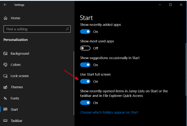 Win10如何設置全面屏菜單？Win10設置全面屏菜單的方法