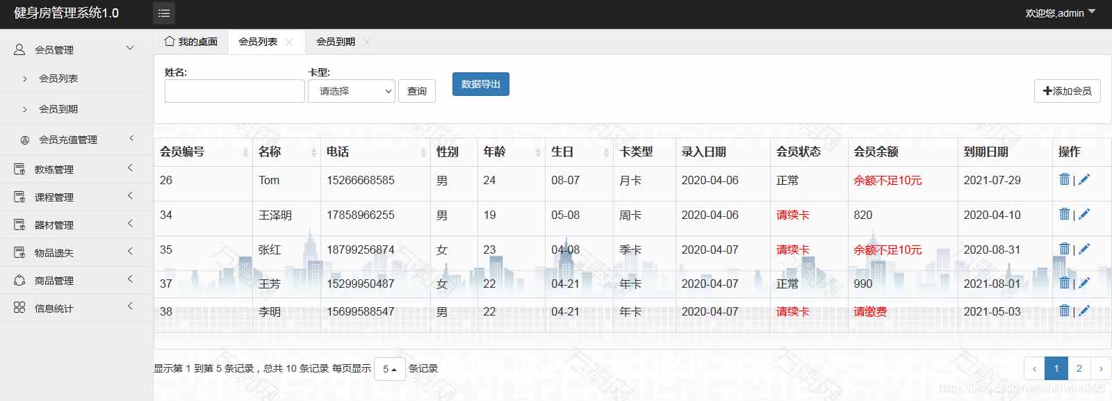 使用Springboot實現(xiàn)健身房管理系統(tǒng)