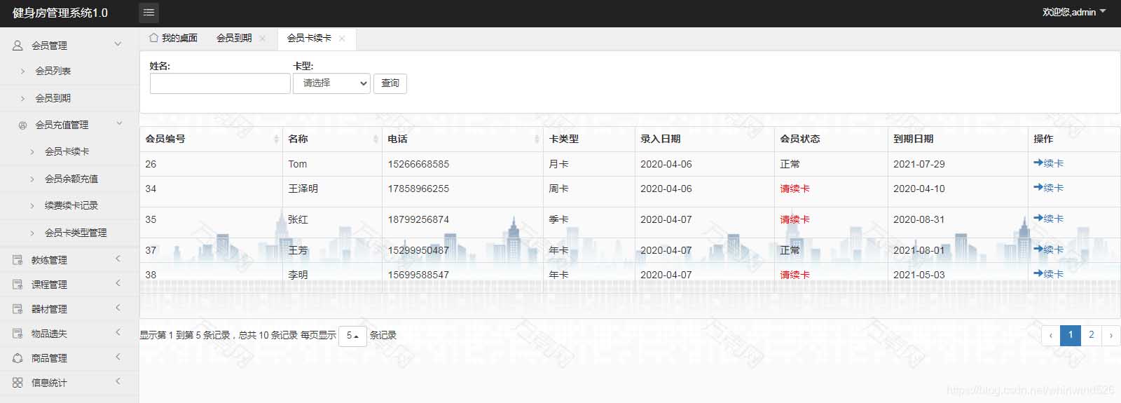使用Springboot實現(xiàn)健身房管理系統(tǒng)