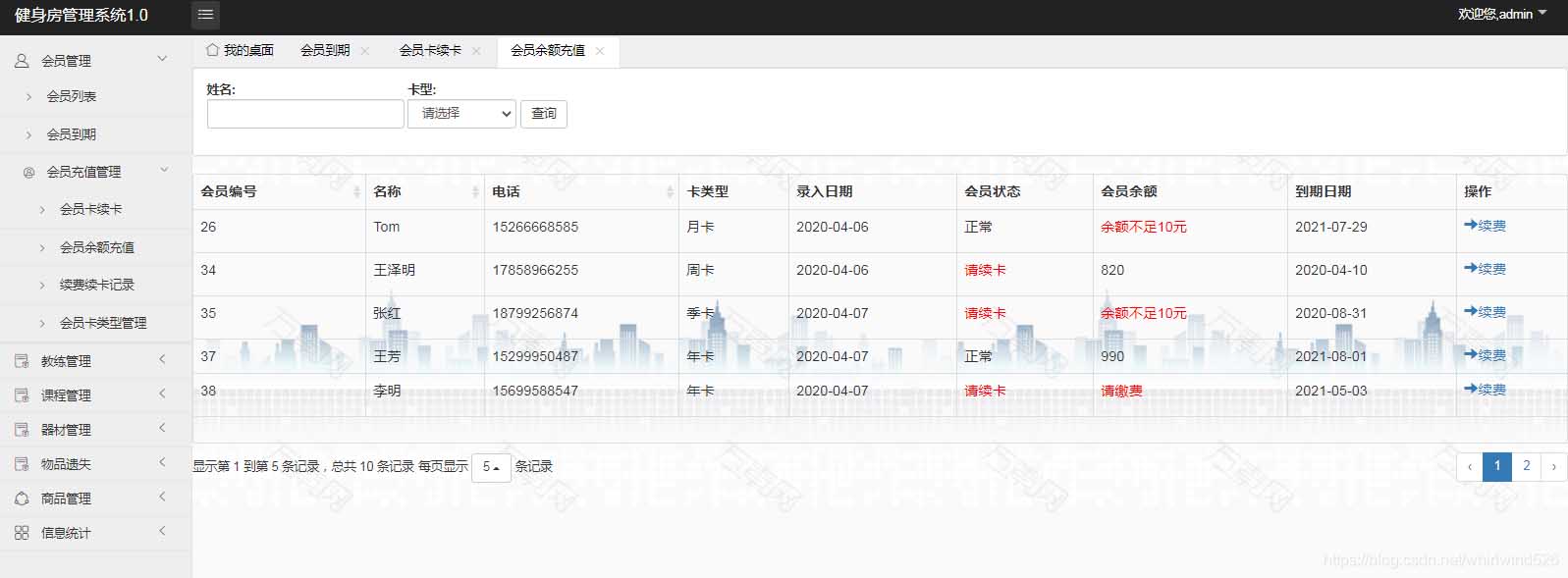 使用Springboot實現(xiàn)健身房管理系統(tǒng)