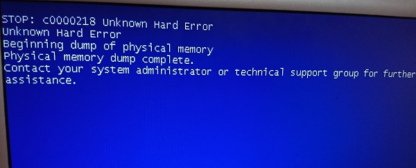 unknown hard error是什么意思Win10