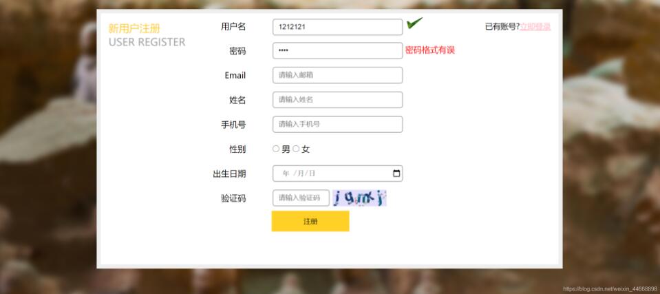 JS、CSS和HTML實現(xiàn)注冊頁面