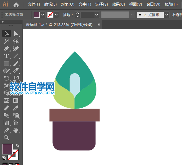 ai怎么畫(huà)百荷盆栽圖標(biāo)