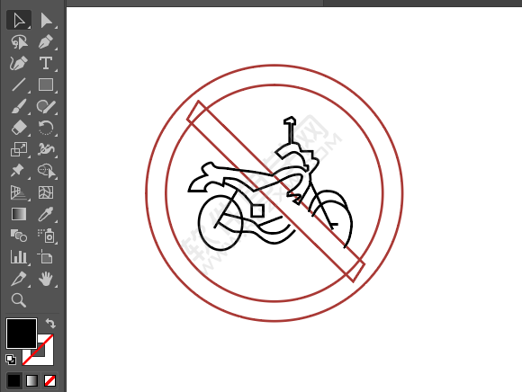 ai畫禁止摩托車通行標(biāo)識(shí)