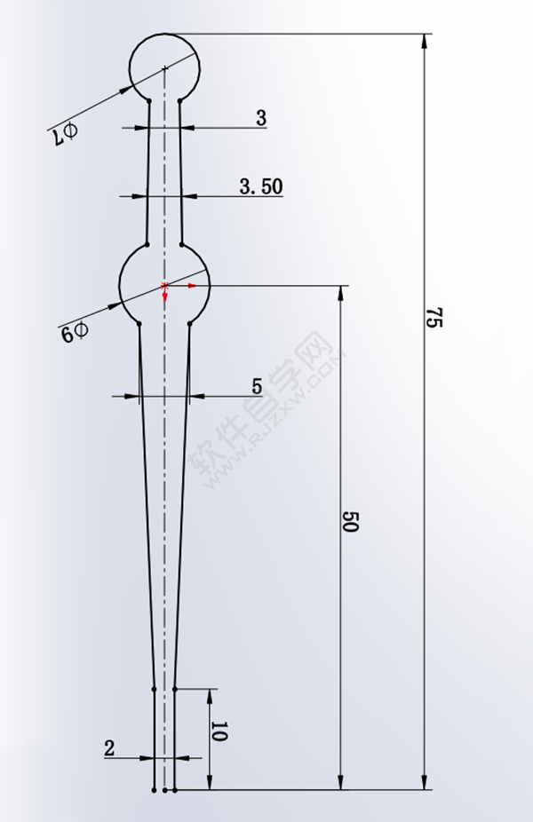 用SolidWorks畫一個夾子，用曲面的方法。