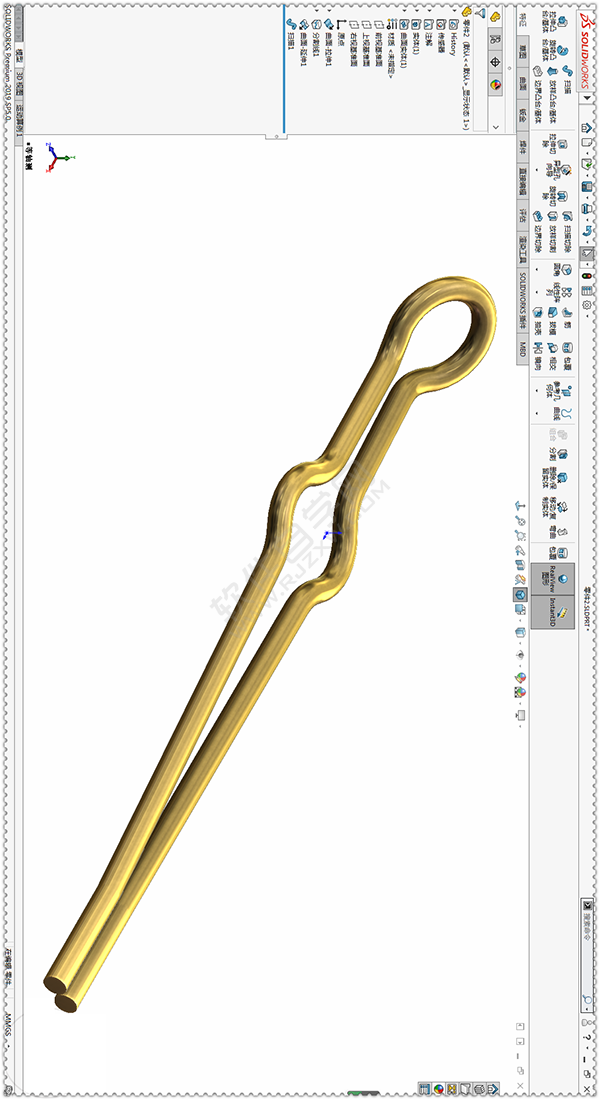 用SolidWorks畫一個夾子，用曲面的方法。
