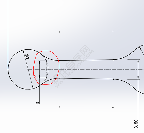 用SolidWorks畫一個夾子，用投影曲線來創建。
