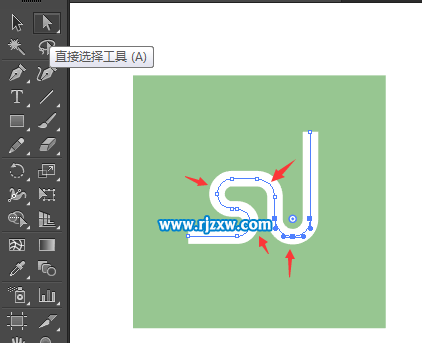AI鋼筆工具倒圓角設(shè)計SJ標志